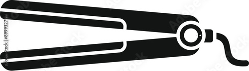 Black silhouette of a hair straightener, a tool used by hairdressers for straightening hair
