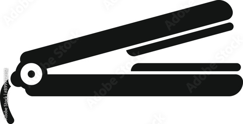Black silhouette of a hair straightener, a tool used by hairdressers for hairstyling