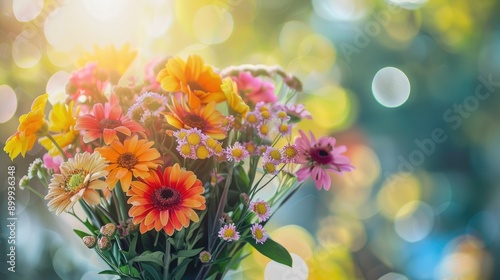 Beautiful bouquet of flowers with blurred background