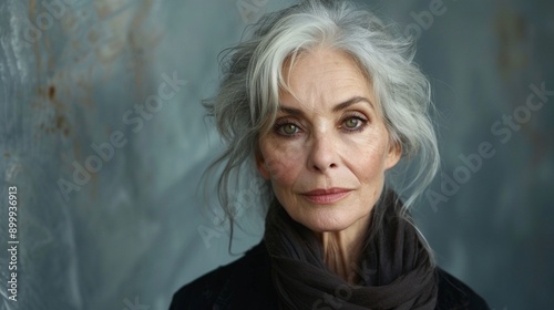 Timeless Beauty: Close-Up of a Stylish Mature Woman photo