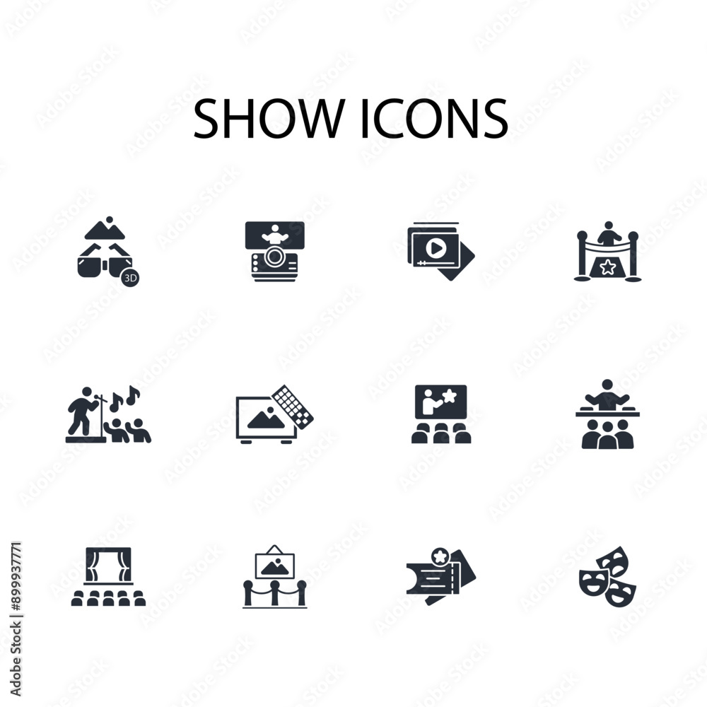 show icon set.vector.Editable stroke.linear style sign for use web design,logo.Symbol illustration. show icon set.vector.Editable stroke.linear style sign for use web design,logo.Symbol illustration.