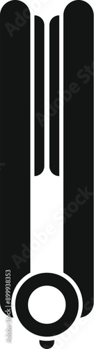 Simple glyph icon representing a hair straightener, a tool used by hairdressers in beauty salons to straighten hair