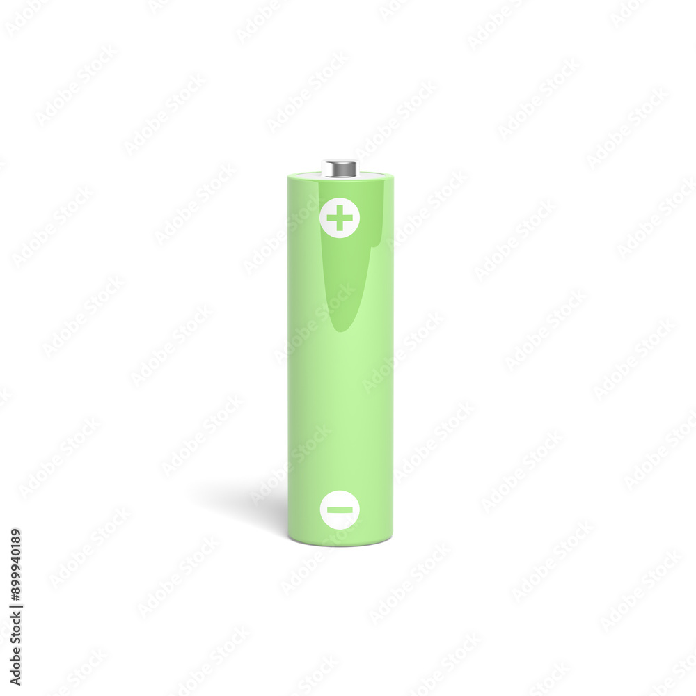 AA battery isolated on white background. Green color. 3d illustration. AA battery isolated on white background. Green color. 3d illustration.