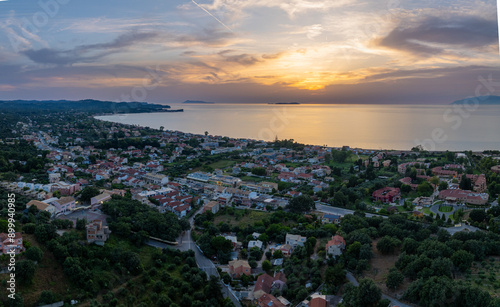 sunset in beautiful Corfu, the colors of the setting sun