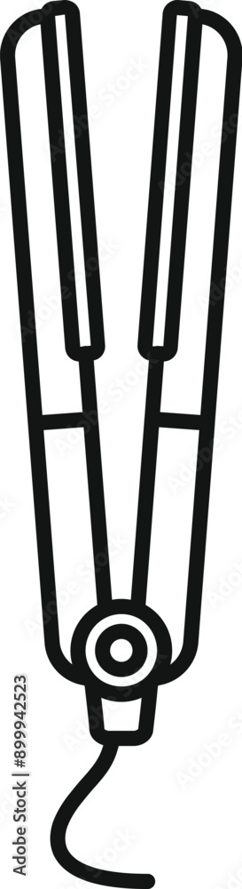 Simple line icon of a hair straightener, a tool used by hairdressers to straighten hair Simple line icon of a hair straightener, a tool used by hairdressers to straighten hair