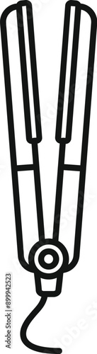 Simple line icon of a hair straightener, a tool used by hairdressers to straighten hair