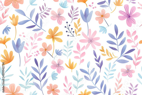 Abstract floral design in soft pastel colors, Banner, poster, cards, invitation and scrapbook seamless