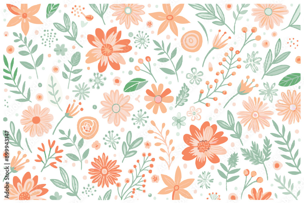 Fototapeta premium Wildflowers spring pattern 