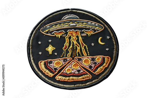 Alien UFO Pizza Patch Fun Embroidered Applique for Jackets, Backpacks, and Decorative Crafts