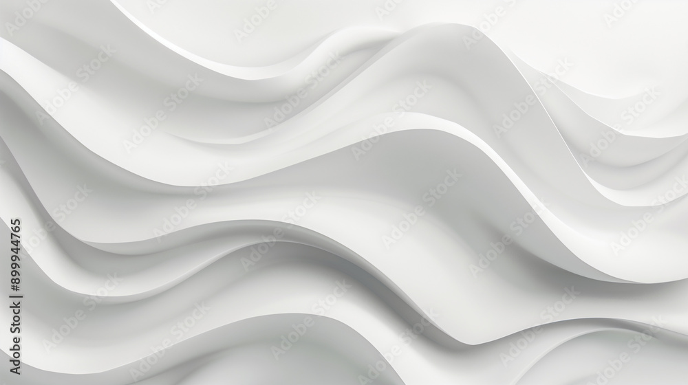 Fototapeta premium White geometric abstract background with soft waves pattern. 