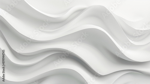 White geometric abstract background with soft waves pattern. 