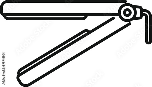 Simple line art illustration of a hair straightener, perfect for representing hair styling and beauty