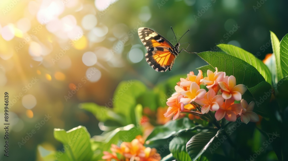 Obraz premium Butterfly and Hummingbird Garden Style Nectar Rich Plants Concept A butterfly and hummingbird garden teems with nectarrich plants