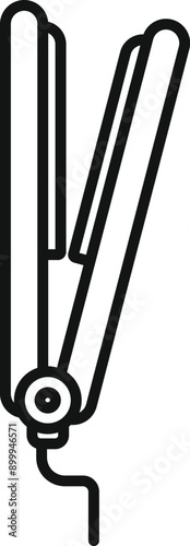 Simple line art of a hair straightener for straightening hair, perfect for representing hair styling and beauty salons