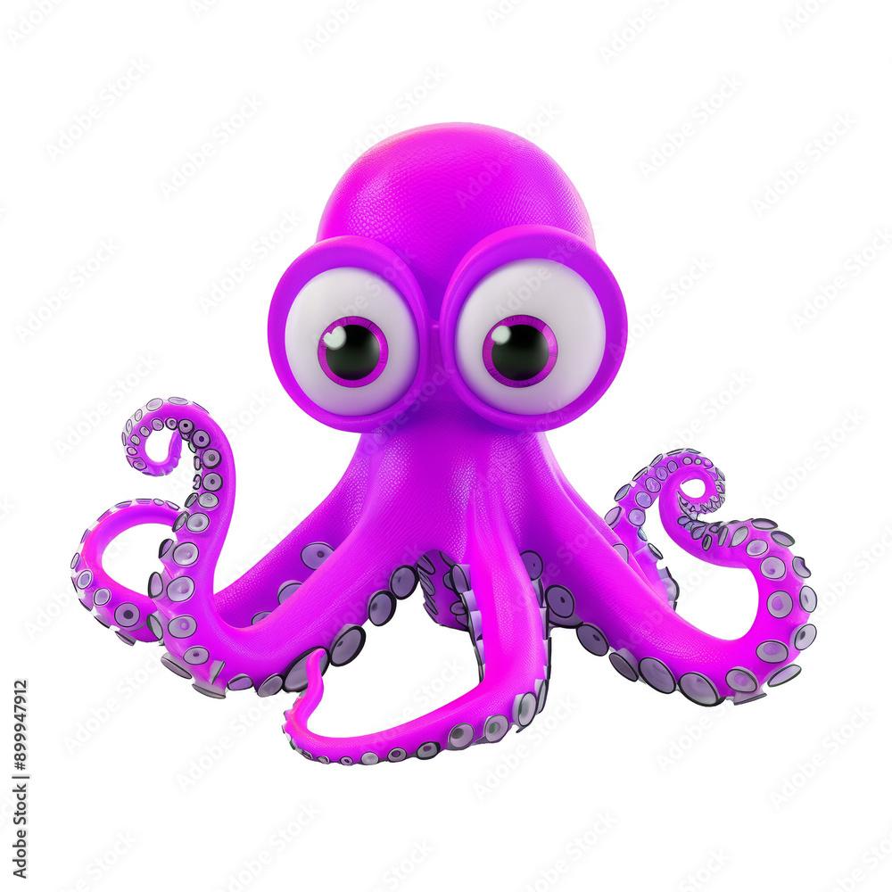 3d illustration of a purple octopus with a black object on the screen 3d illustration of a purple octopus with a black object on the screen
