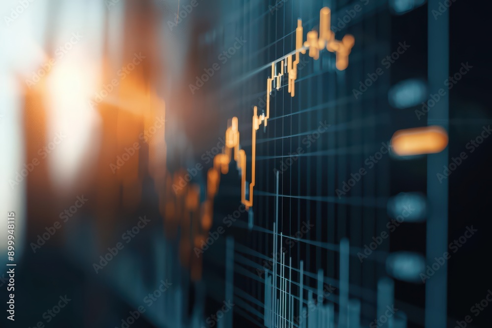 Interest Rates Backround Interest rate cuts are depicted with sunlight filtering through dynamic ...