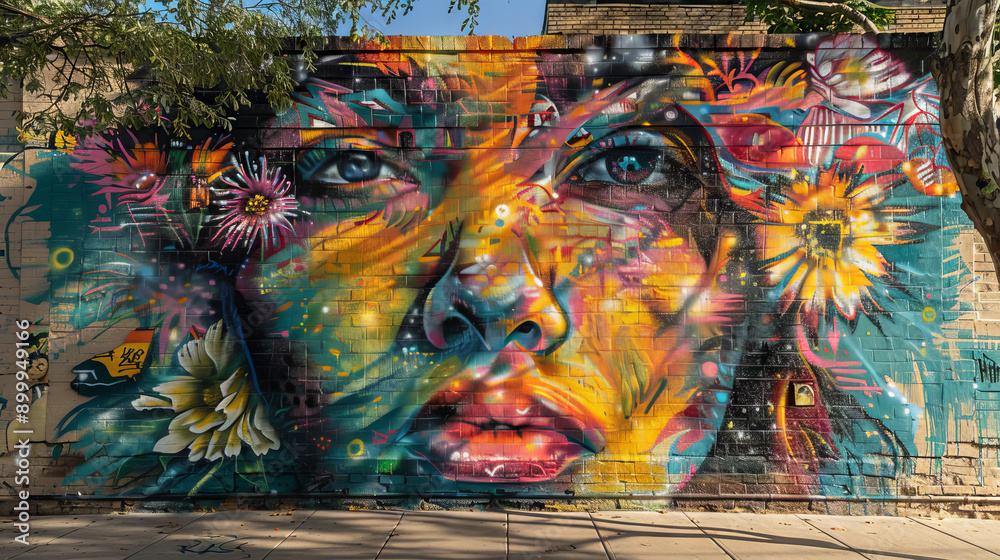 Fototapeta premium Highlight street art that reflects cultural themes, social issues, or historical events, using powerful imagery and symbolism to convey messages to the community. 