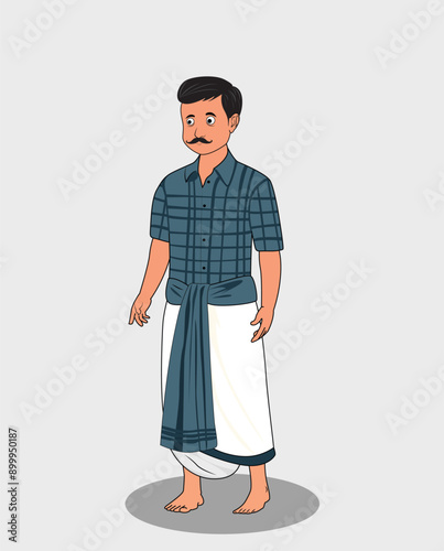 Indian Village poor man cartoon character design for 2d animation