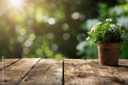 Wood Table Cozy Style Garden View A cozy wood table exudes warmth