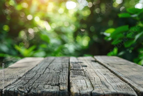 Wood Table Cozy Style Garden View A cozy wood table exudes warmth