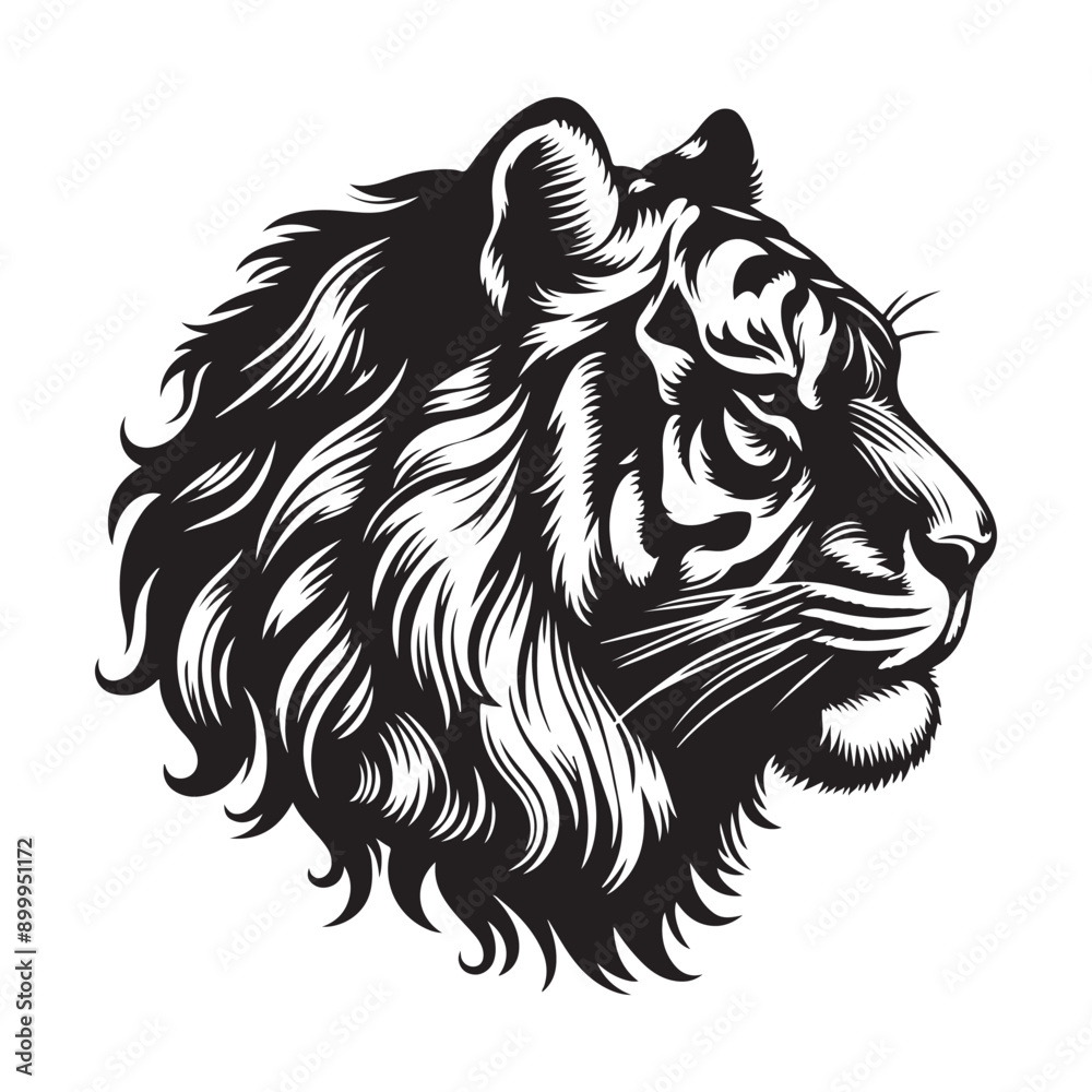 Obraz premium Tiger Head Tattoo. Tiger Head silhouette vector illustration