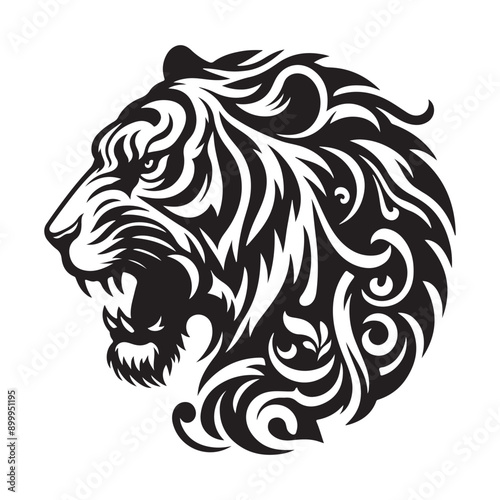 Tiger Head Tattoo. Tiger Head silhouette vector illustration