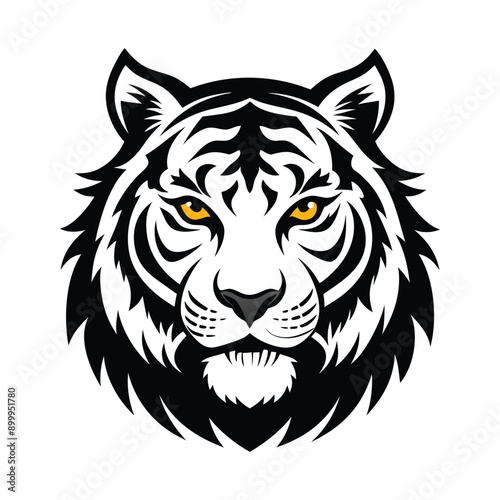 Tiger head mascot logo. Logo design. Illustration for printing on t-shirts.