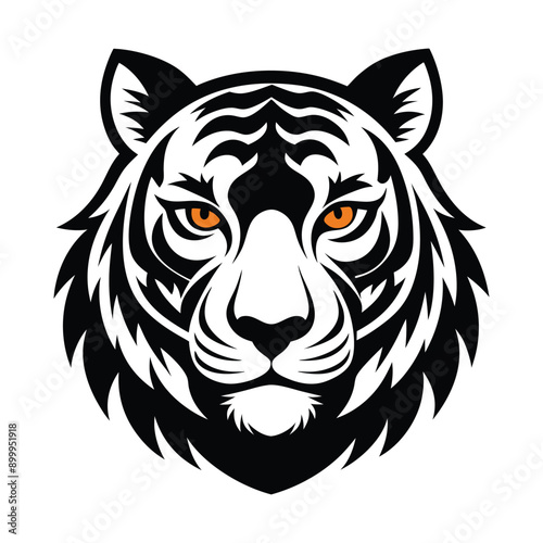 Tiger head mascot logo. Logo design. Illustration for printing on t-shirts.