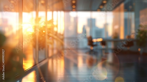 Wallpaper Mural Sunset Glowing Through Glass Windows in an Office Building Torontodigital.ca