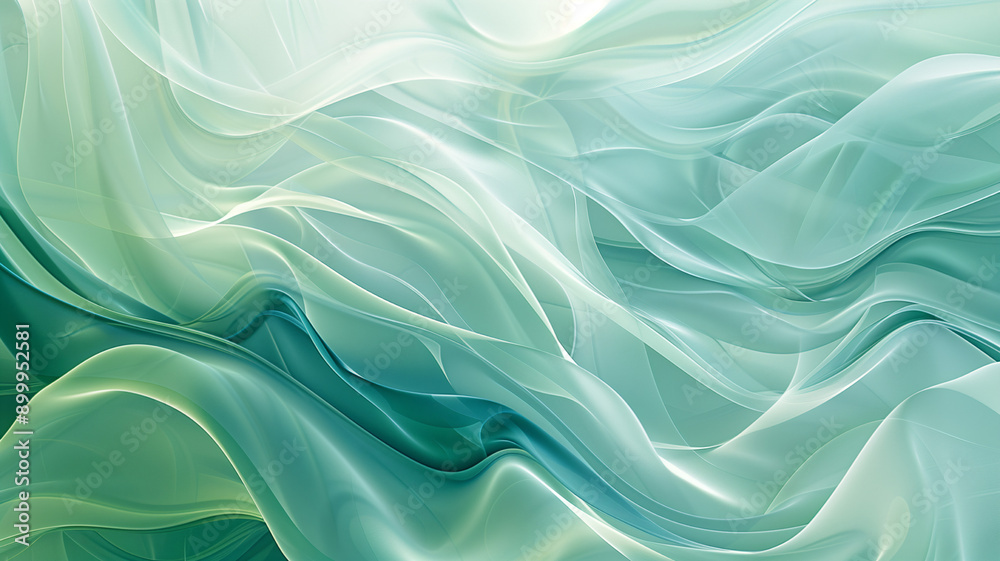 Obraz premium Flowing Abstract Curves with Soft Blue and Green Tones