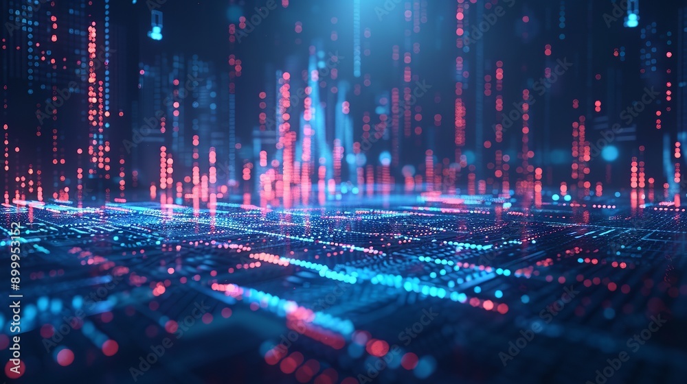 Fototapeta premium Digital technology big data business finance and investment with innovative futuristic technology background.
