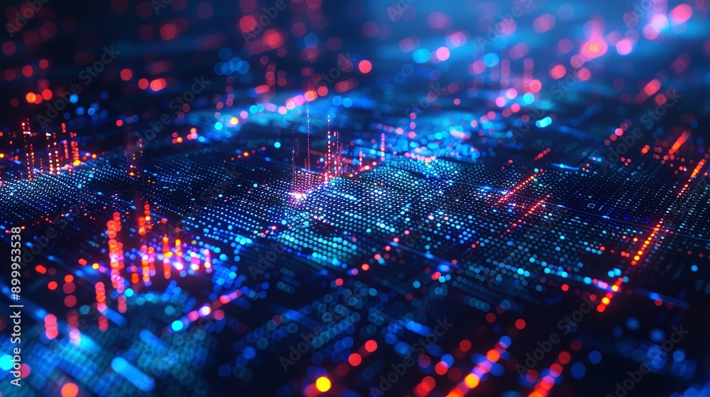 Fototapeta premium Digital technology big data business finance and investment with innovative futuristic technology background.