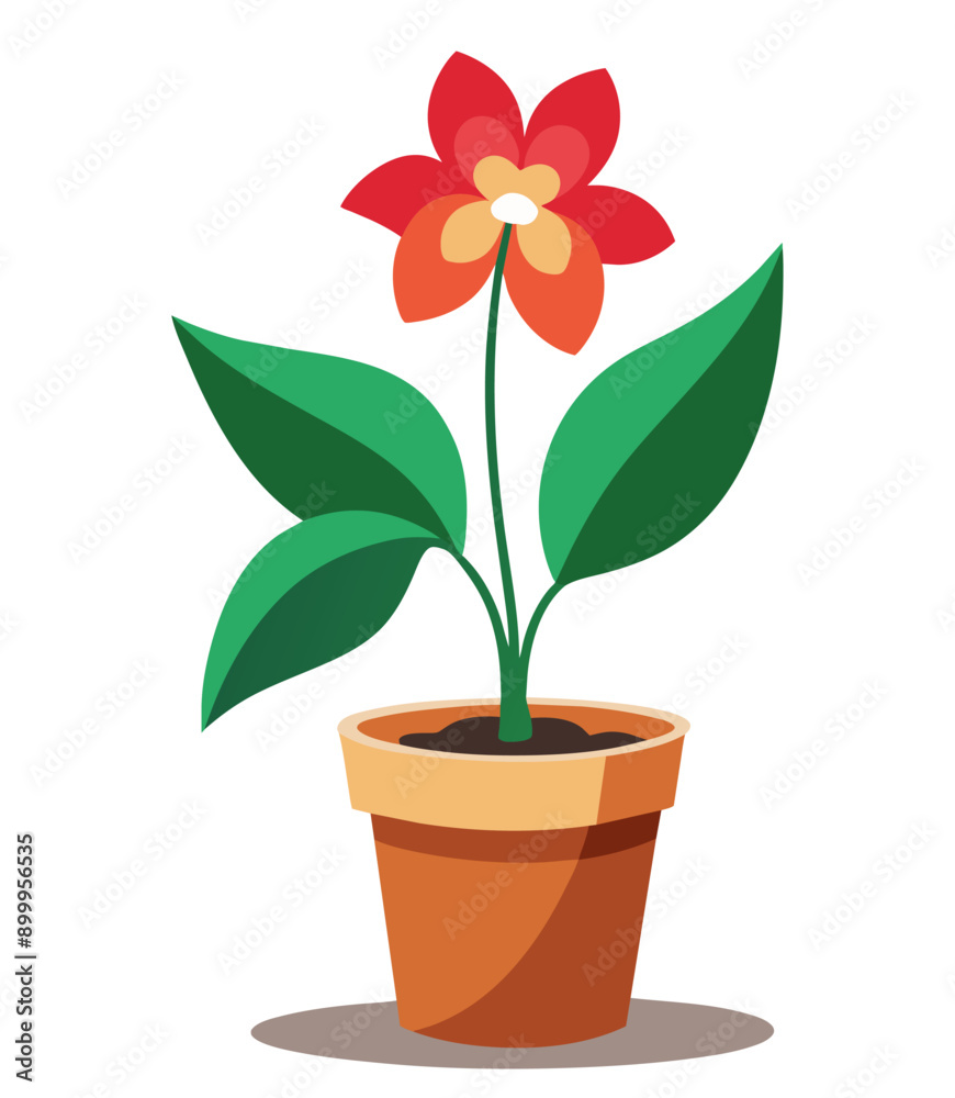 Abutilon flower. Indoor home plant in a pot. Cartoon style vector illustration. Abutilon flower. Indoor home plant in a pot. Cartoon style vector illustration.