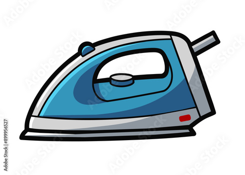 Hand drawn steam electric iron for cloth. Cartoon style vector illustration.