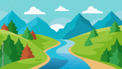 River vector art illustration