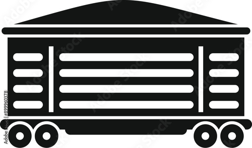 Simple icon of a covered hopper railcar transporting bulk cargo