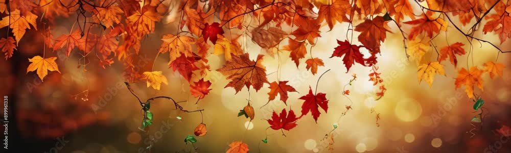 autumn forest background with golden lighting and bright orange maple leaves. beautiful colorful fall season nature scene with copy space. Web site banner autumn forest background with golden lighting and bright orange maple leaves. beautiful colorful fall season nature scene with copy space. Web site banner