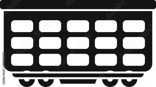 Black silhouette of an empty open wagon train car for transportation of goods