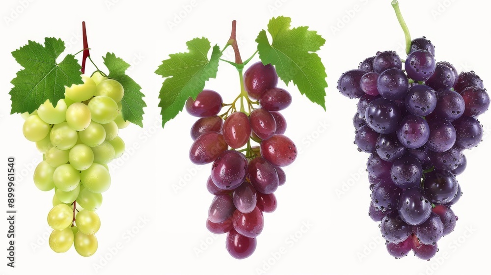 collection of red and white table grapes on a white background collection of red and white table grapes on a white background