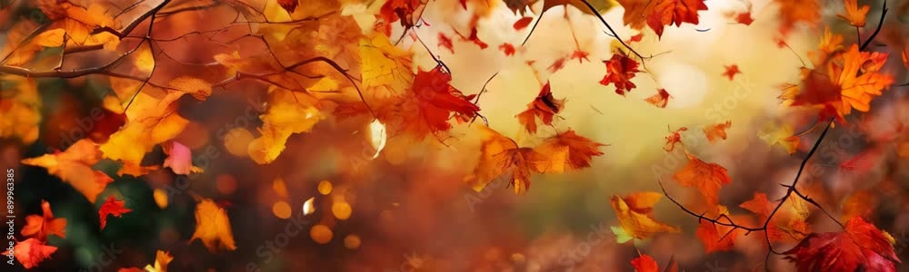 autumn forest background with golden lighting and bright orange maple leaves. beautiful colorful fall season nature scene with copy space. Web site banner autumn forest background with golden lighting and bright orange maple leaves. beautiful colorful fall season nature scene with copy space. Web site banner