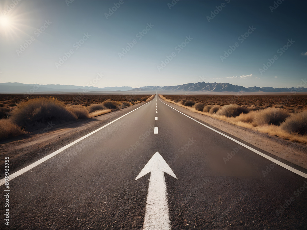 Ready to Success arrow printed on road leading towards business future creative concept Ready to Success arrow printed on road leading towards business future creative concept