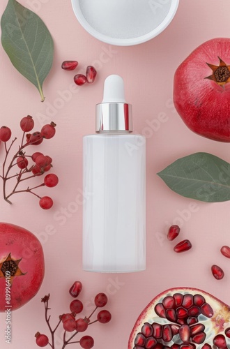 Pomegranate Beauty Product on Pink Background