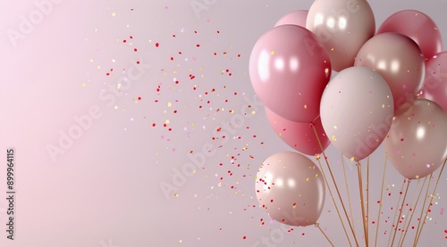 Pink Balloons and Confetti