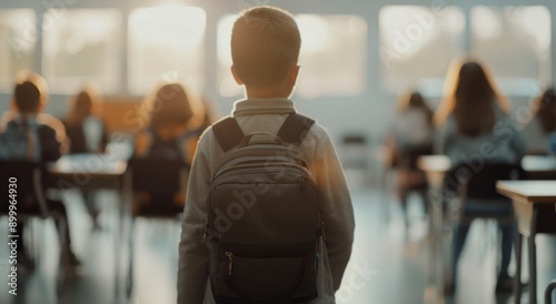 Boy Leaving Classroom After School