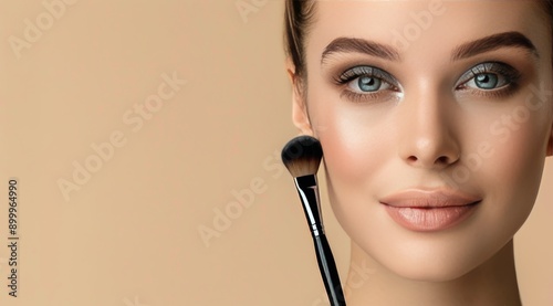 Woman Applying Makeup With Brush