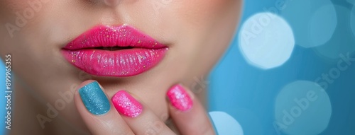 Close-Up of Woman's Lips and Fingernails
