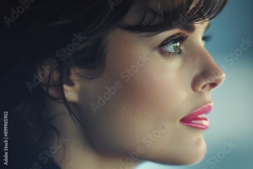 Woman's Profile With Pink Lipstick