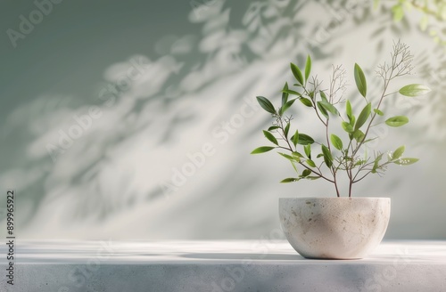 Minimalist Bowl Display With Flowers and Sunlight