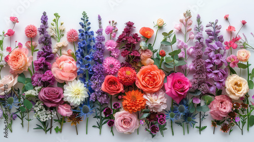 Wallpaper Mural Creative layout made of various flowers. Flat lay delicate colors bouquet Torontodigital.ca