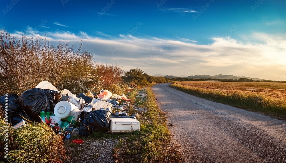 garbage dumped in the countryside